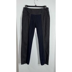 Derek Lam navy wool knit panel 96% wool 4% lycra- lined pants zip side 10 Crosby